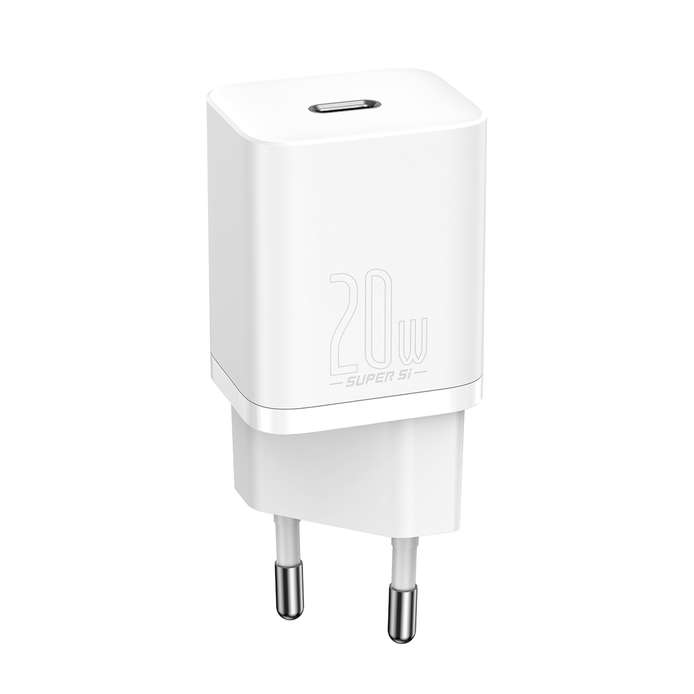 Super Si 1C ātrais tālruņa lādētājs USB-C 20W PD balts