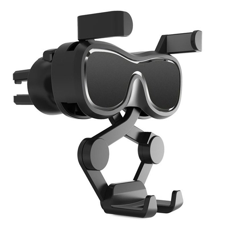 Gravity car mount for smartphone on the grille with air freshener black