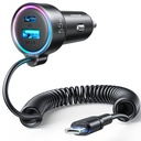 Ātrs auto lādētājs 3-in-1 ar USB-C kabeli 1,5 m 55 W melns