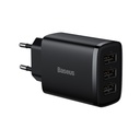 Kompaktiškas tinklo įkroviklis 3x USB 17W, juodas