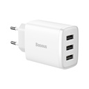 Kompaktiškas tinklo įkroviklis 3x USB 17W, baltas
