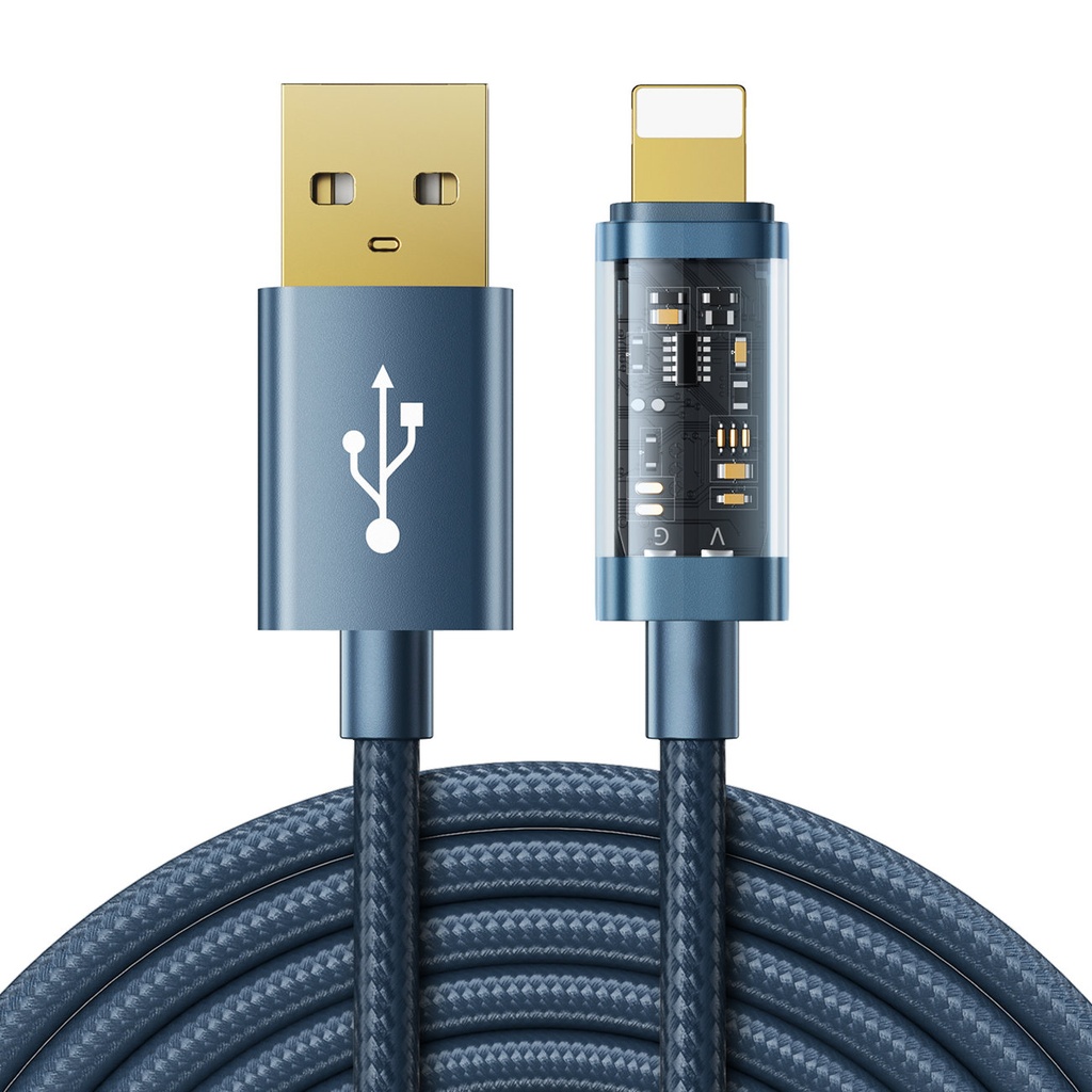 "iPhone" USB - "Lightning" laidas įkrovimui ir duomenų perdavimui 2,4A 20W 2 m mėlynas