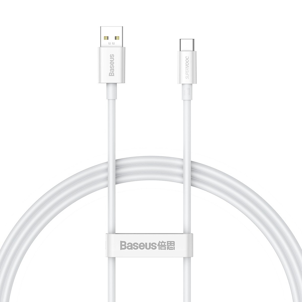 "Superior" serijos SUPERVOOC USB-A į USB-C 65W kabelis 1 m, baltas