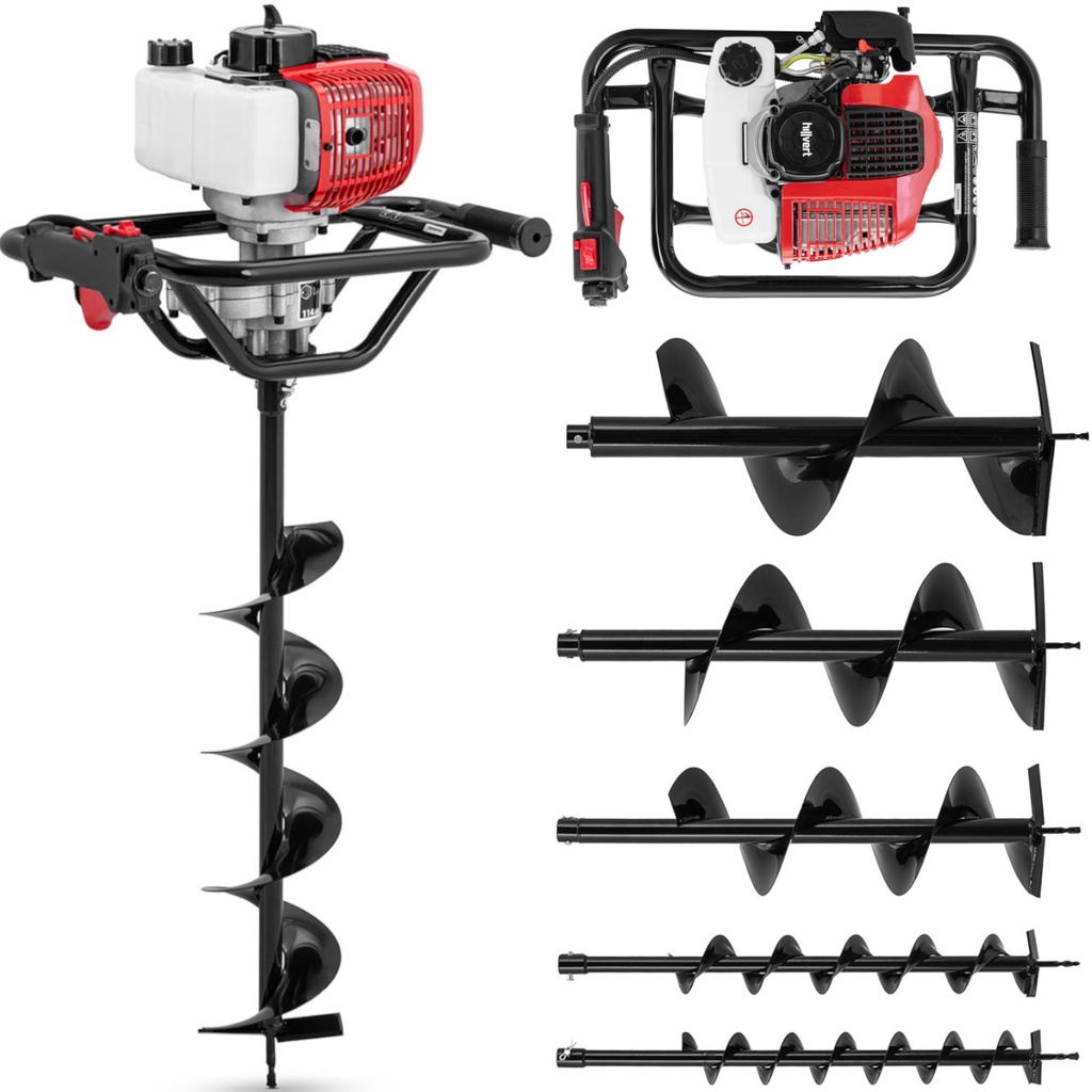 Diesel soil auger drill rig 6 drill bits 80-300mm 1.6kW