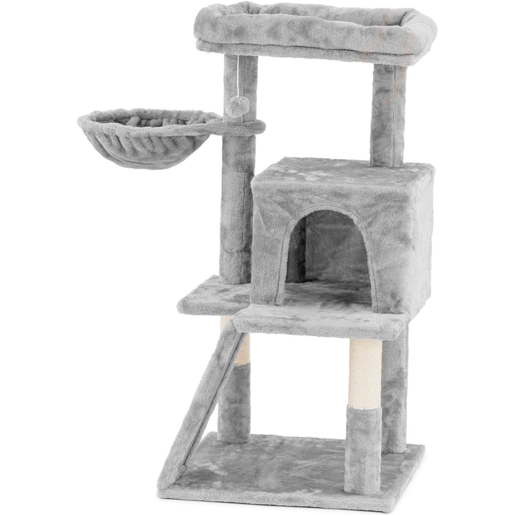 Skrāpēšanas tornis kaķu mājiņa ar bumbiņu grozu 48x43x95cm UNI_CT_04