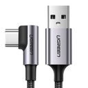 Kabelio kampinė šoninė jungtis USB - USB-C 1m 3A pilka