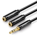 Austiņu kabeļu sadalītājs 2x AUX 3,5 mm mini ligzda 25 cm melns