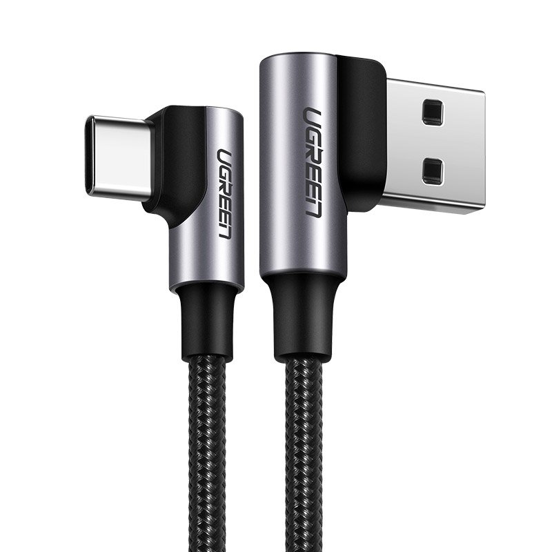 Kampinis pintas USB - USB-C greitojo įkrovimo 3.0 2 m pilkos spalvos kabelis