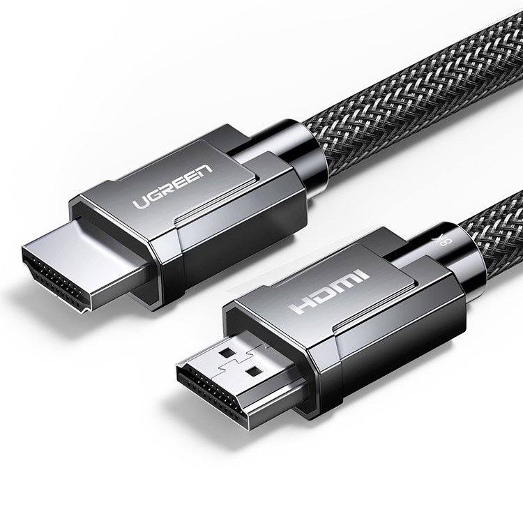 HDMI 2.1 8K 4K 3D 48Gbps HDR VRR QMS ALLM eARC QFT kabelis 2 m pilkos spalvos