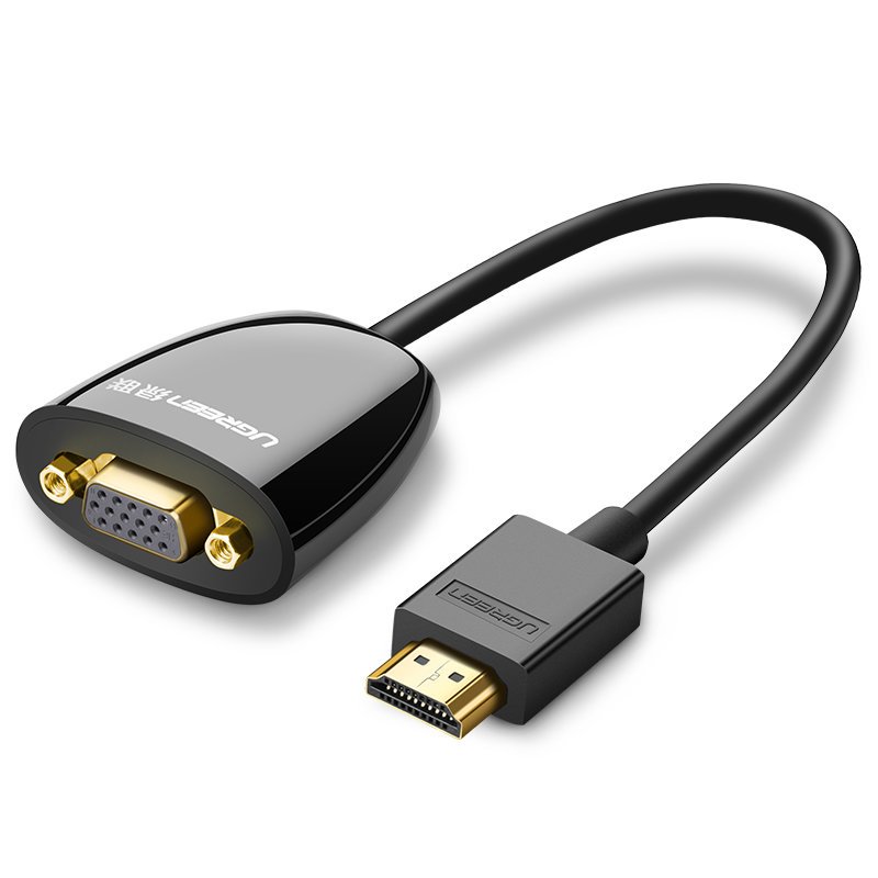 Adapterio kabelis iš HDMI vyriškos į VGA moterišką FHD juodos spalvos