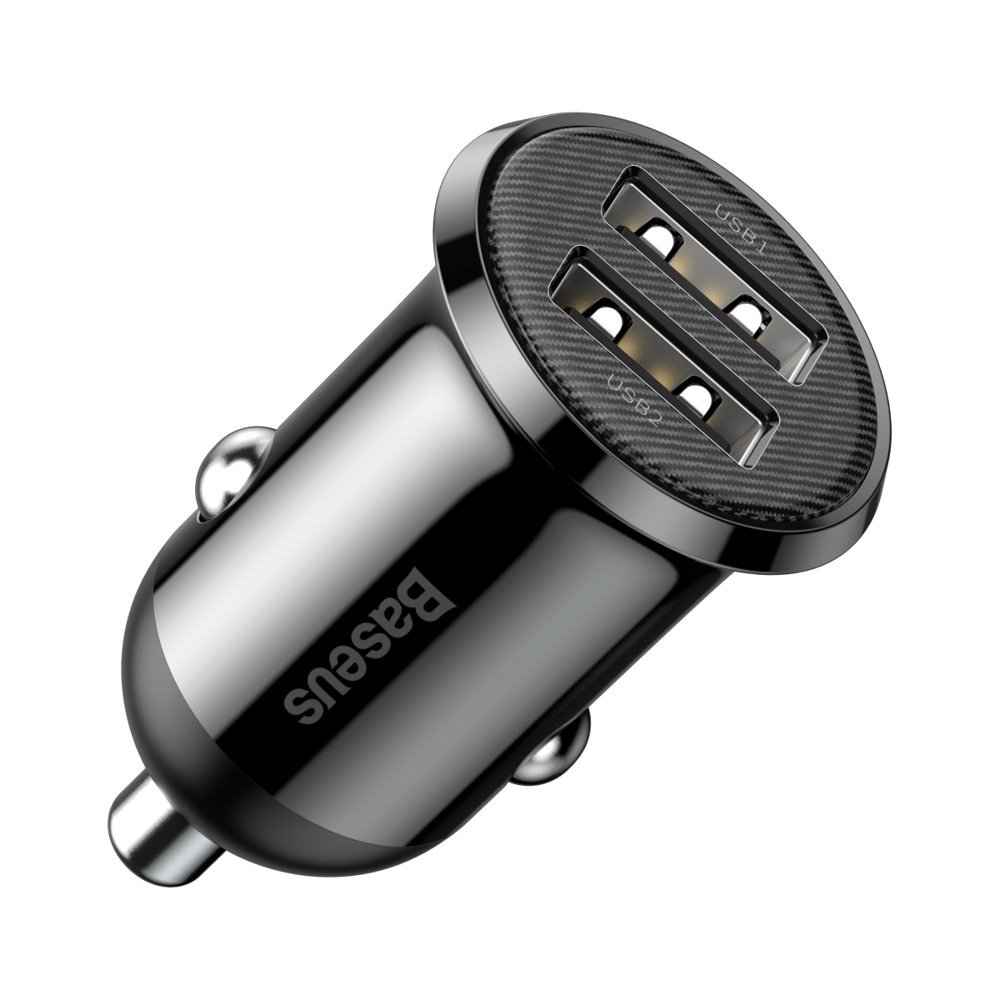 "Grain PRO" 2x USB 4,8 A automobilinis įkroviklis, juodas