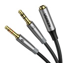 AUX 3,5 mm sievišķais savienojums ar austiņu un mikrofona vīrišķo savienojumu 20 cm melns