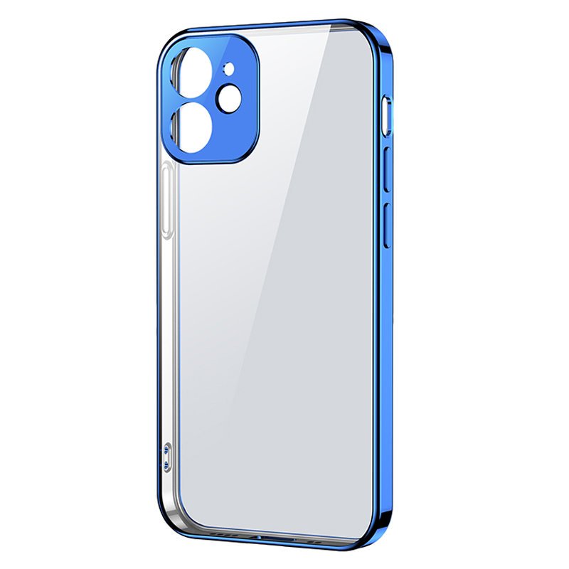 Itin plonas permatomas dėklas su metaliniu rėmeliu, skirtas "iPhone 12 Pro Max", tamsiai mėlynas