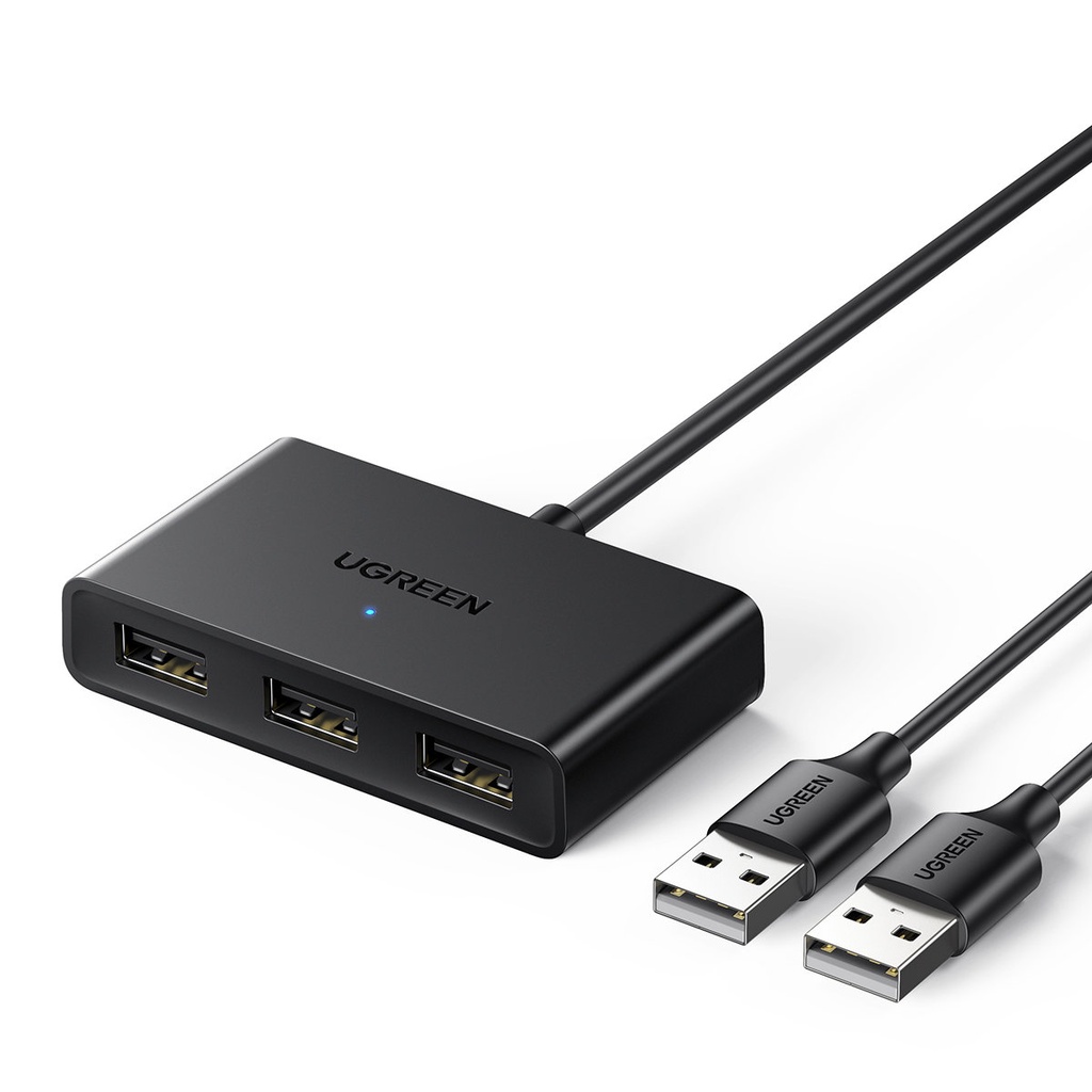 Jungiklio adapterio dėžutė USB 2 įėjimai - 3 išėjimai juoda