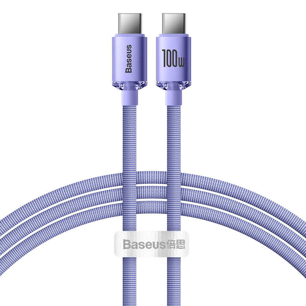 USB - USB-C 100W ātrās uzlādes un datu pārsūtīšanas kabelis 1,2 m violets