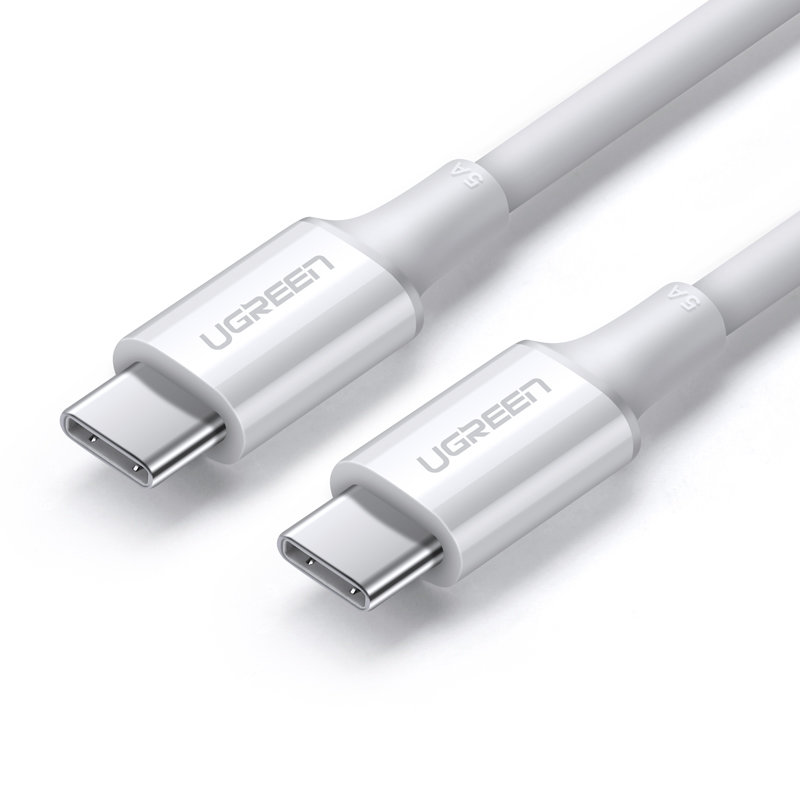 USB-C 5A ātrās uzlādes kabelis PD QC 2m balts