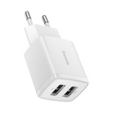 Kompakts neliels lādētājs 2x USB 10,5W, balts