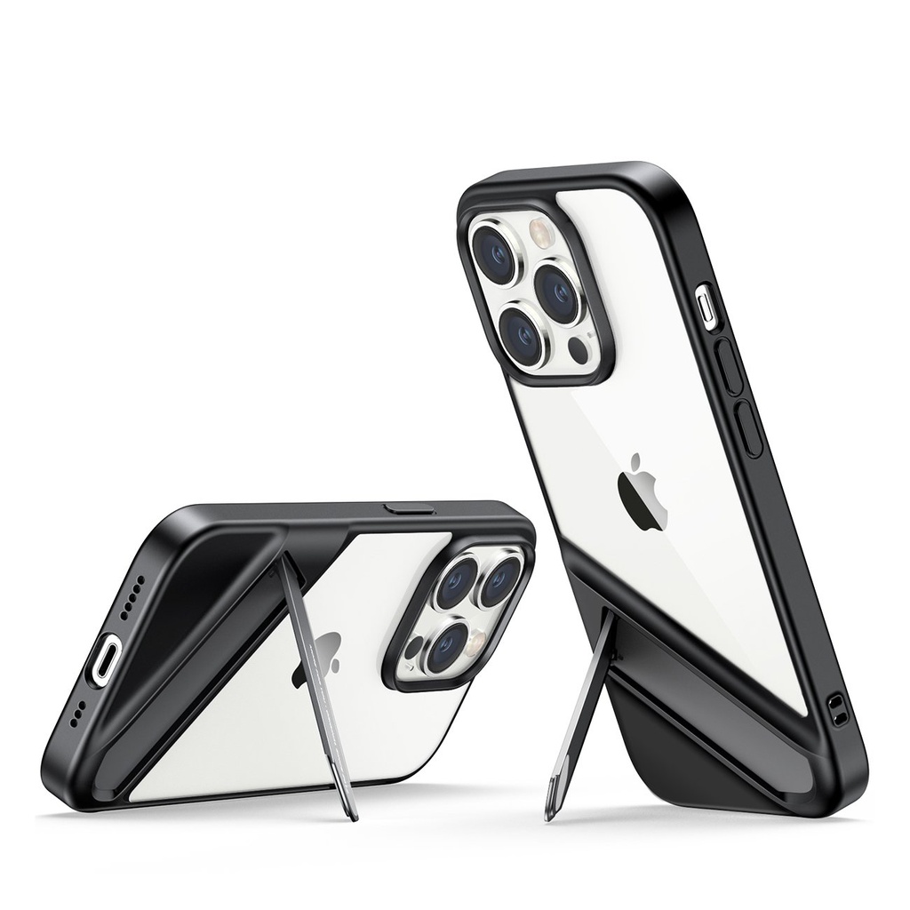 Rigid case with gel frame and built-in stand for iPhone 14 Pro black