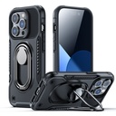 "iPhone 14 Pro" šarvuotas dėklas su stovo žiedo laikikliu juodas