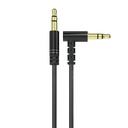 Stūra audio kabelis AUX mini jack 3,5 mm 1 m melns