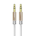 Įtempiamas garso kabelis AUX mini jack 3,5 mm spyruoklė 150 cm baltos spalvos