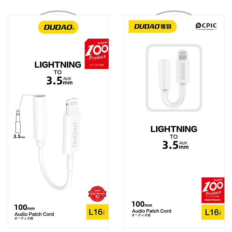 Garso adapteris "iPhone" ausinėms iš "Lightning" į 3,5 mm mini lizdą baltos spalvos