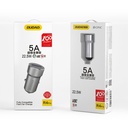 USB greitasis įkroviklis cigarečių uždegiklio lizdui 5A 22,5W QC VOOC pilkos spalvos