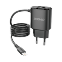 2x USB tīkla lādētājs ar integrētu kabeli iPhone Lightning 12 W melns