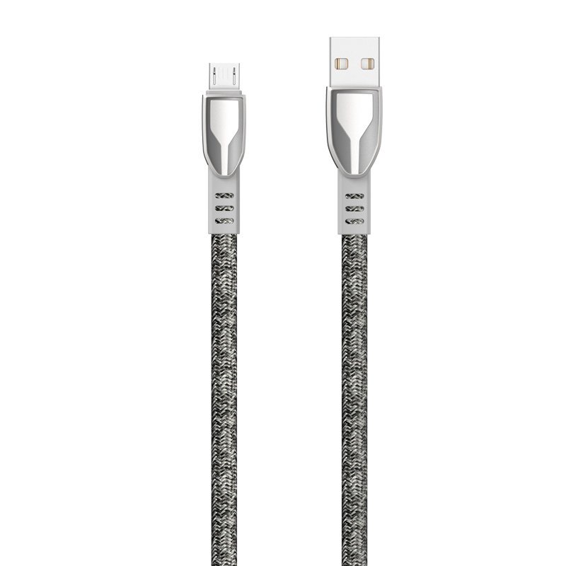 Lielas izturības pīts kabelis USB - micro USB 5A 1m pelēks