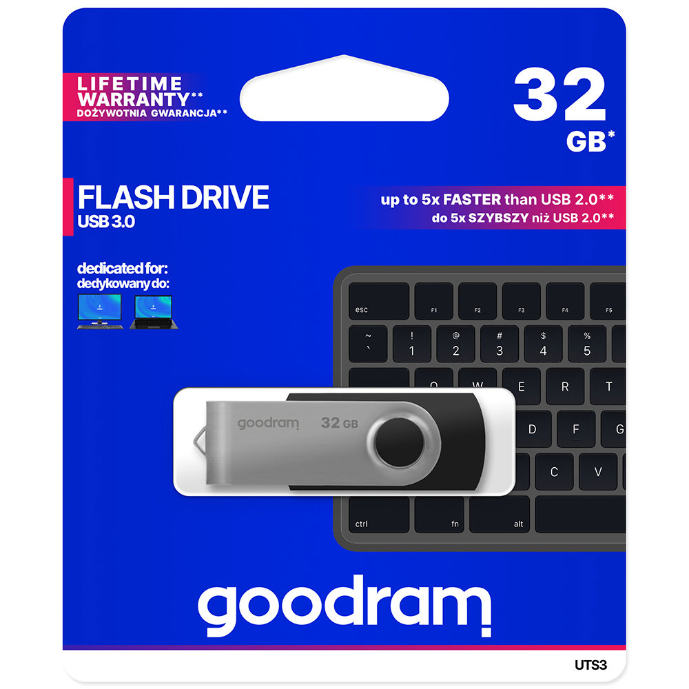 USB 3.2 Gen 1 UTS3 32GB zibatmiņas diskdzinis melns