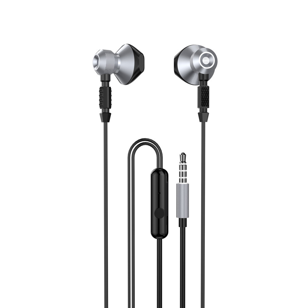 Metāla vadu austiņas 3,5 mm mini jack pelēkas krāsas