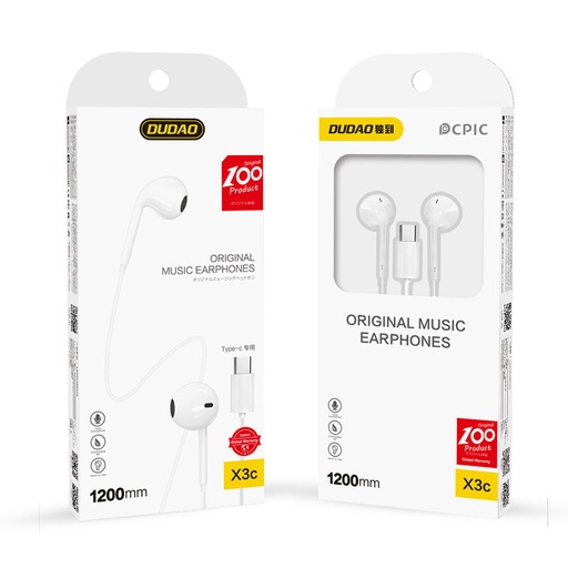 X3C in-ear headphones with USB-C connector white