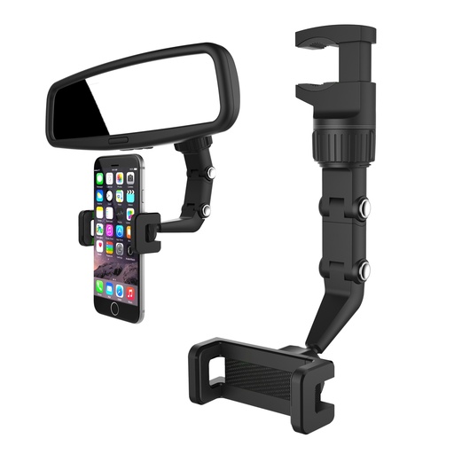 Rear view mirror mount smartphone holder black