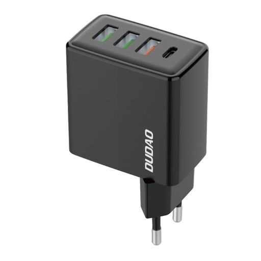 Quick charger 3x USB + 1x USB-C 20W PD QC 3.0 black