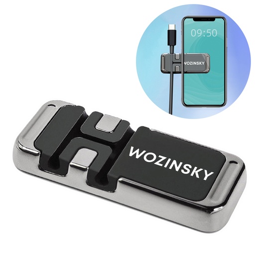 Magnetic self-adhesive phone holder with cable organizer black