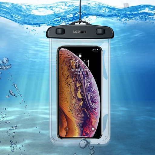 Waterproof phone pouch case with lanyard IPX8 up to 30m black