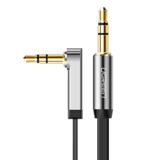 AUX 3,5 mm minijack 0,5 m plakans audio kabelis 0,5 m melns