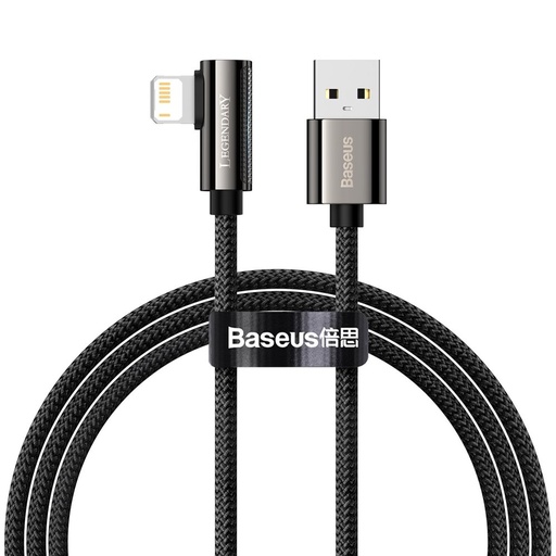 Kampinis stiprus kabelis "iPhone" USB - "Lightning" kabelis žaidėjams 2,4 A 1 m juodas