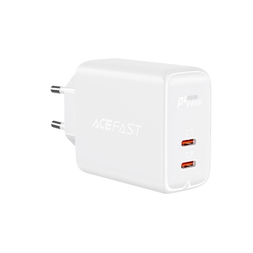 Lādētājs 2x USB-C 40W PPS PD QC 3.0 AFC FCP balts