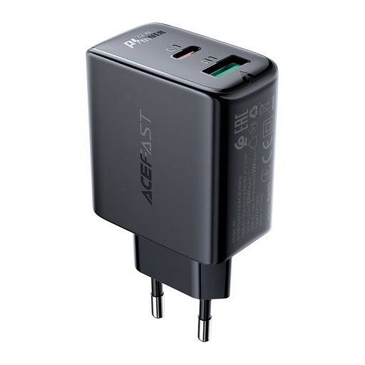 USB-C USB 32W PPS PD QC 3.0 AFC FCP tīkla lādētājs melns