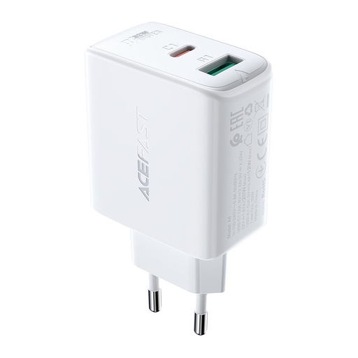 USB-C USB 32W PPS PD QC 3.0 AFC FCP tīkla lādētājs balts