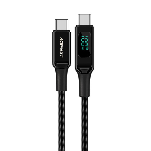 Pīts kabelis ar LED ekrānu USB-C 100W 20V 5A 2m melns