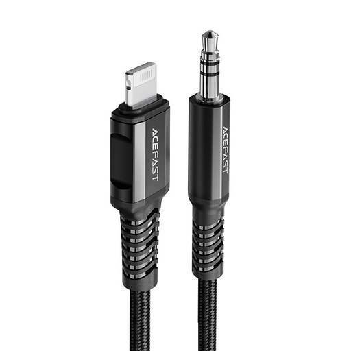 Audio kabelis AUX - iPhone MFI Lightning - 3,5 mm mini ligzda 1,2 m melns