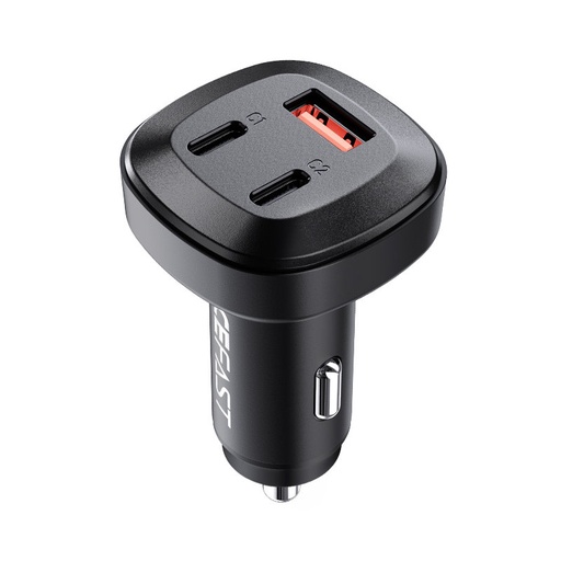 Auto lādētājs 66W 2x USB-C USB Power Delivery QC 4.0 melns