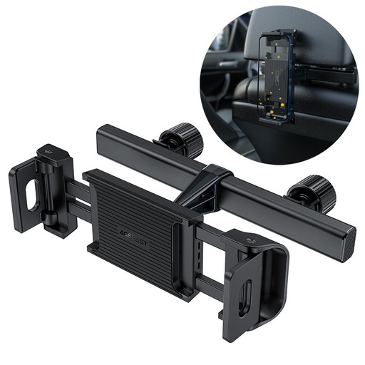 Automašīnas pagalvja turētājs tālrunim un planšetdatoram 135-230 mm plats, melns