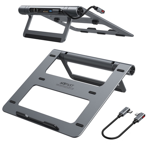 8in1 Laptop Stand + Multifunction HUB USB-C TF SD HDMI 4K RJ45 100W grey