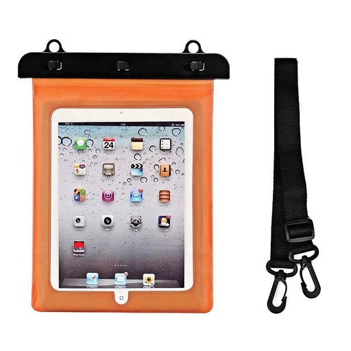 PVC waterproof tablet case with adjustable strap Outdoor - orange