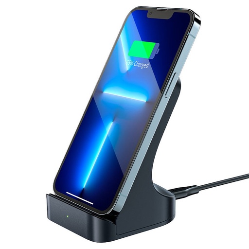 "Qi" belaidis indukcinis įkroviklis 15W + telefono stovas pilkos spalvos