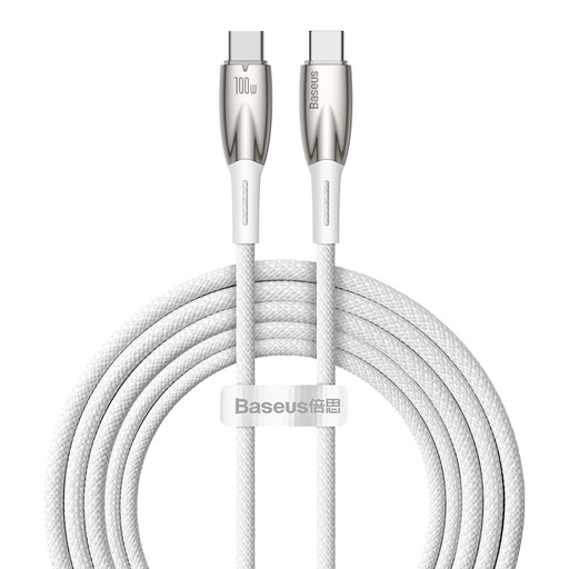Glimmer sērijas USB-C 480Mb/s PD 100W ātrās uzlādes kabelis 2m, balts