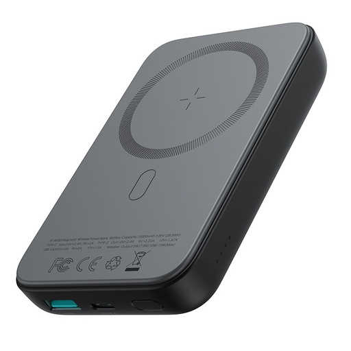 Mini "Power Bank" 10000 mAh magnetinis su QC PD USB-C įkrovikliu, juodas